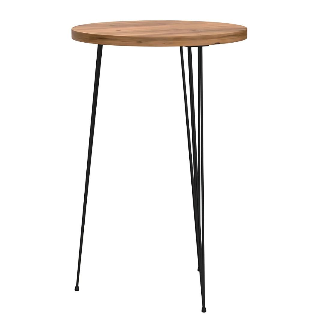 Round Wooden High Table with Metal Legs"side table