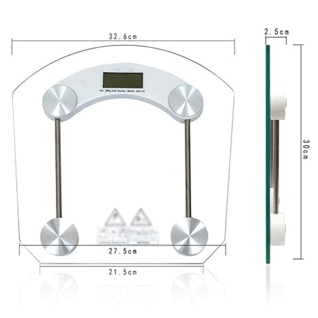 Square Shape Digital Weighing Scale (Transparent Glass 8 MM) Bathroom Weight Scale for Body Weight, Body Fitness Weighing Scale (Measure Capacity Up to 150kg/330LB)