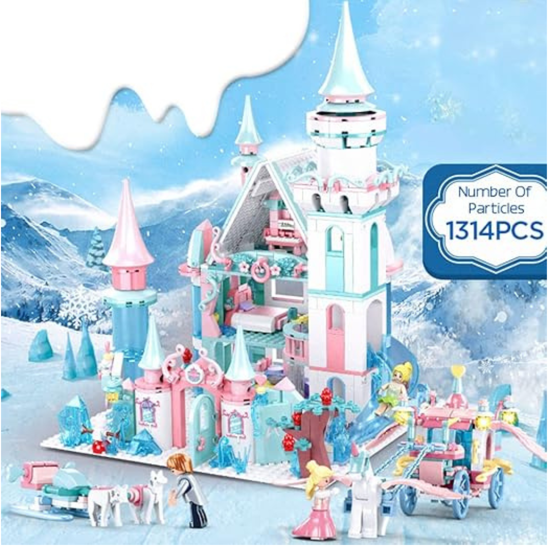 Girls Princess Castle Building Kit, Friends Snow House with 9 Small Figures Building Set Toys for Girls