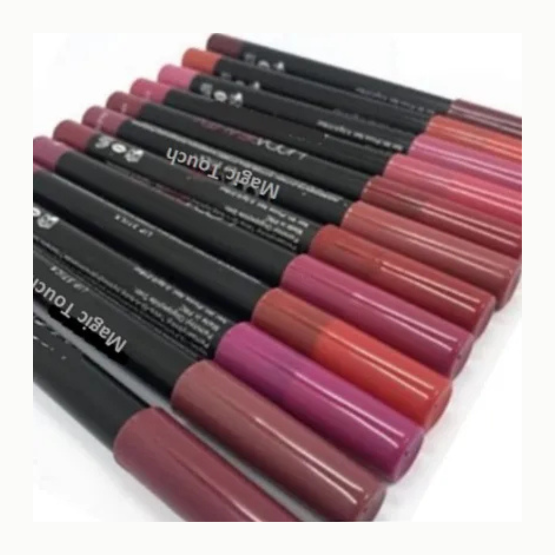 Thick Matte Lipstick Lip Liners Pack Of 12 - Multicolor Lip & Eye Pencil Kit For Women Matte Pencils