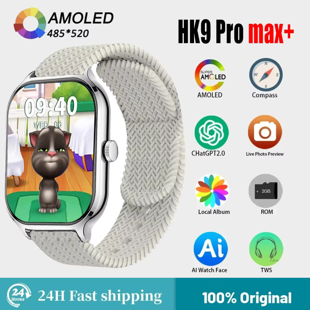 Hk9 Pro Max+ Smartwatch 2.02 Amoled Screen 1gb Rom Support Local Music Tws Connection With Wearfit Pro App White