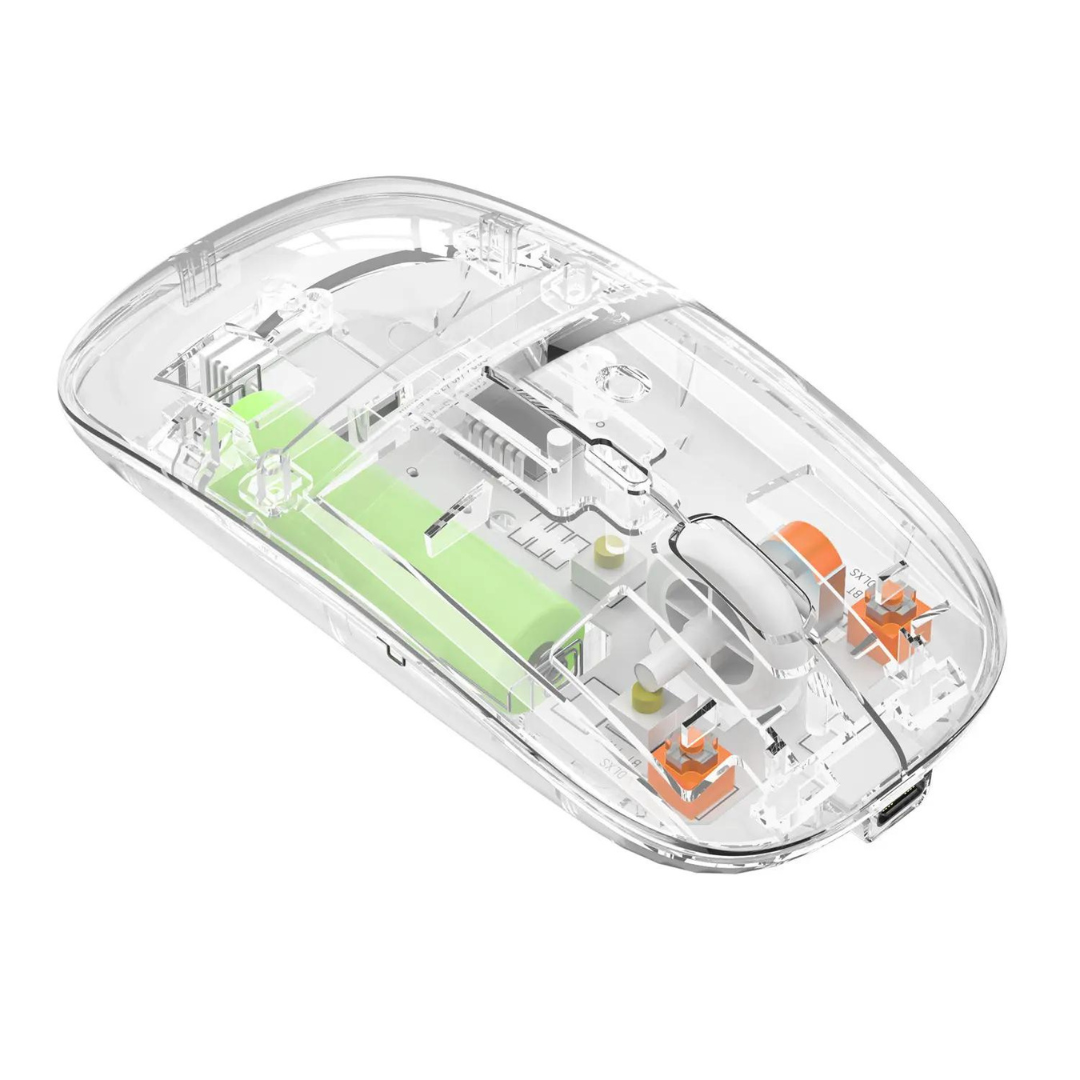 NEW TRANSPARENT WIRELESS+BLUETOOTH DUAL-MODE RECHARGEABLE MOUSE