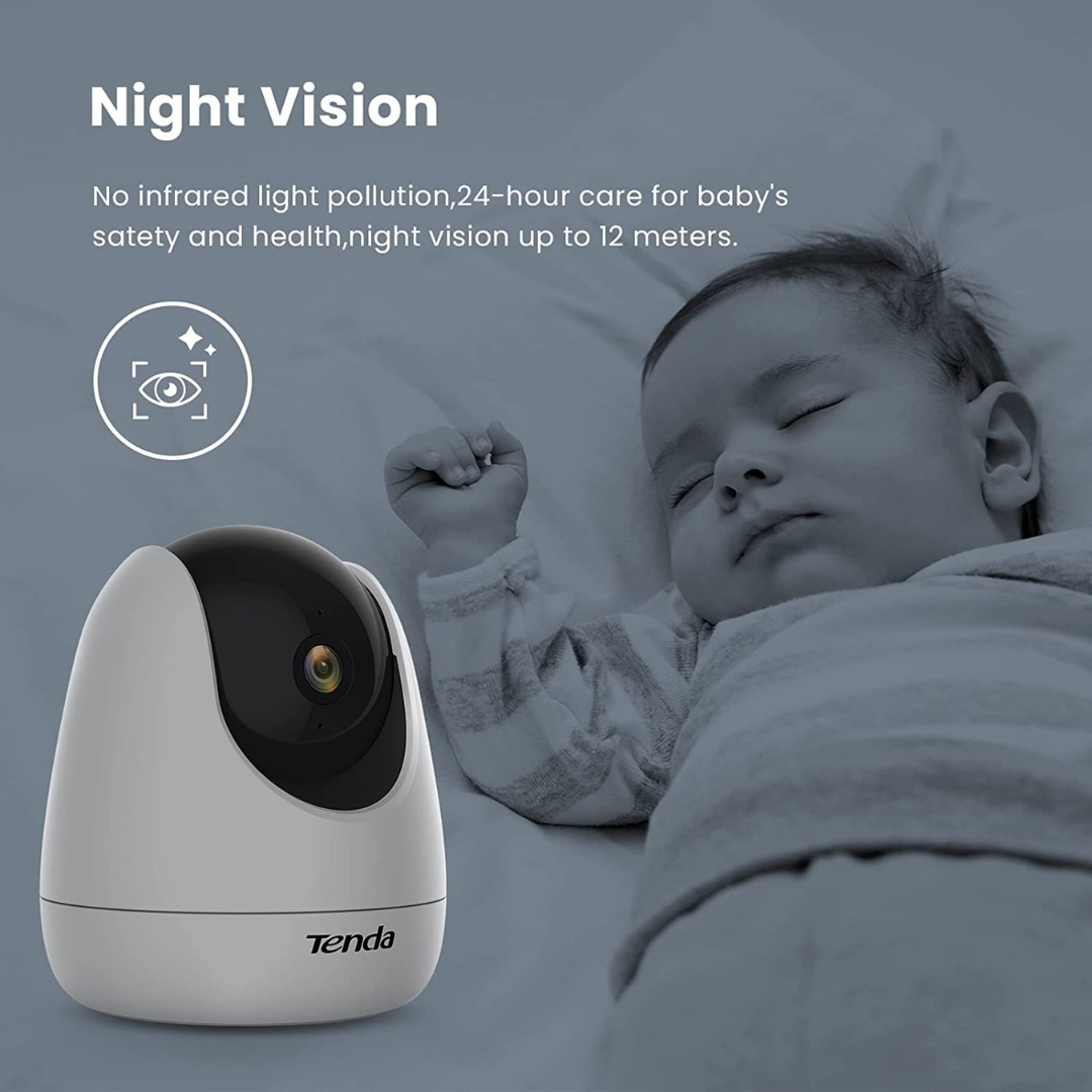 Tenda CP3 Security Pan/Tilt Smart Camera, 360° All-Round Vision, 1080P HD, Motion Detection, Two-Way Audio, Night Vision,