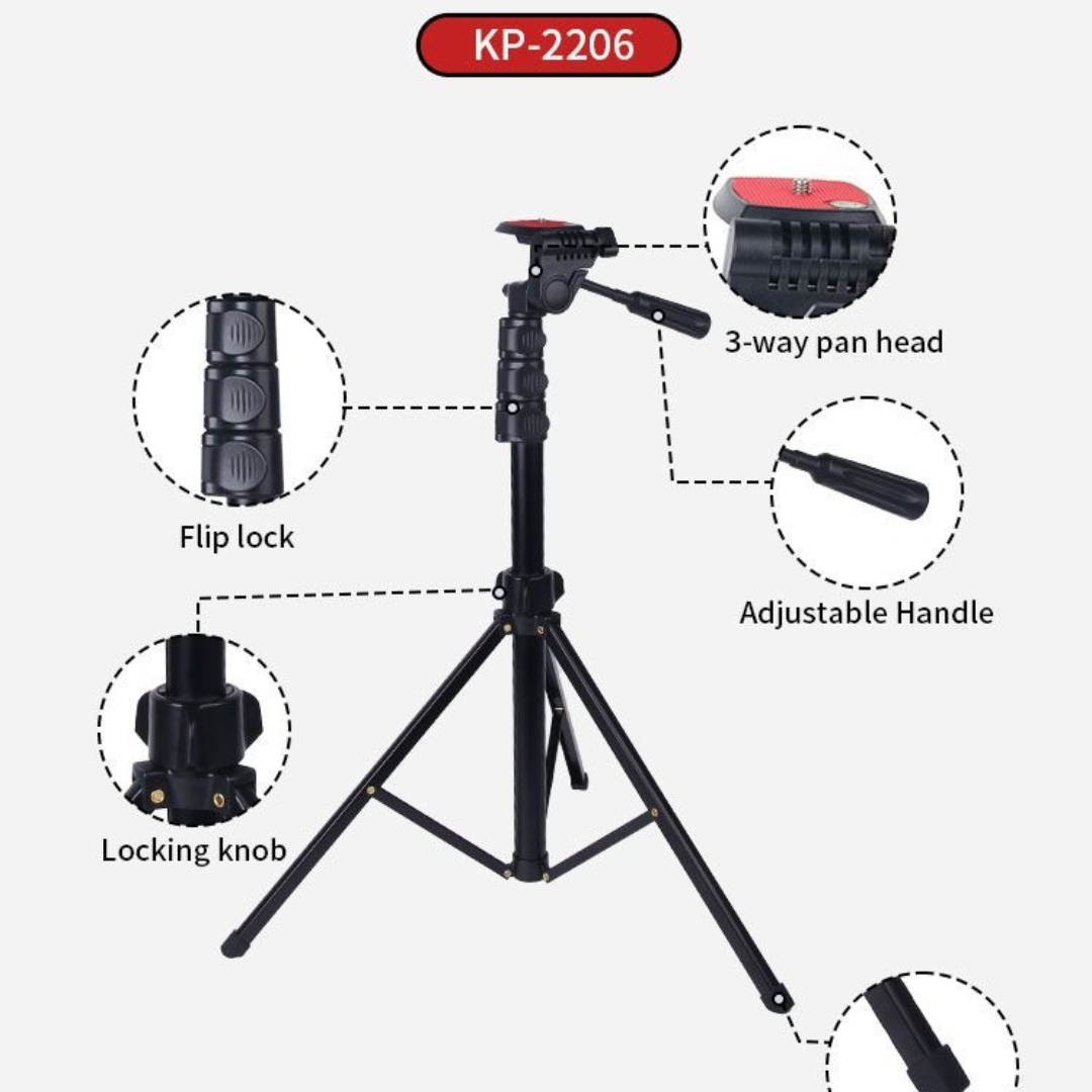 Jmary KP-2206 Camera and Mobile Tripod & Selfie Stick Extendable Cell Phone Tripod Stand With Mobile Holder