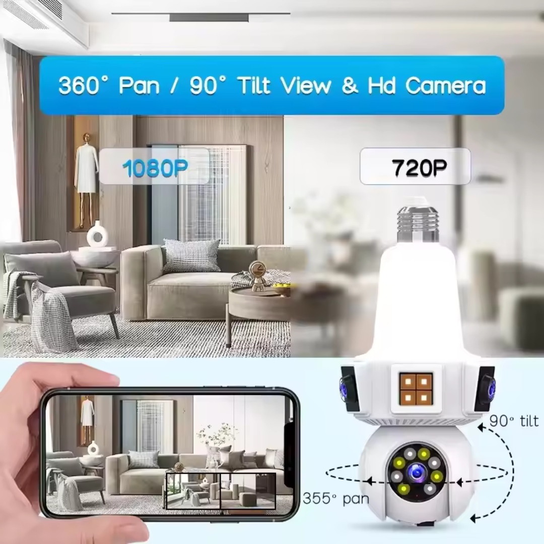 6MP V380Pro APP Triple Lens Full Color Wireless PTZ IP Dome Camera AI Humanoid Detection Home Security CCTV Baby Monitor