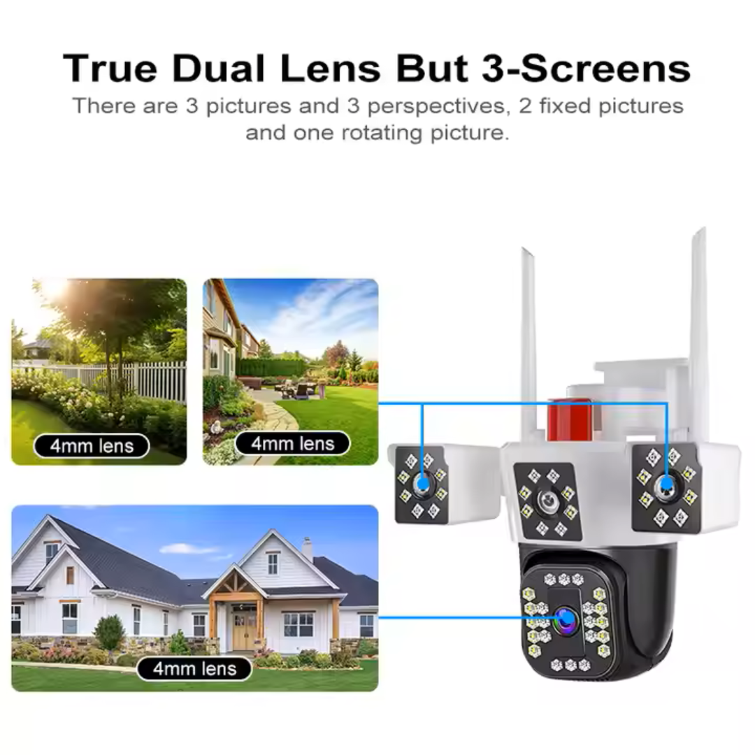 Besders Home 20MP 720 Degree Rotation 4 Lenses three Screen 10x Zoom wifi Camera Home Security Panoramic CCTV outdoor IP Camera