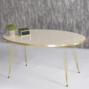 Table White/ Black Ellipse Set Gold Cream Wire Side Table/Coffee