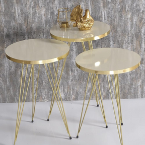 Table White/ Black Ellipse Set Gold Cream Wire Side Table/Coffee