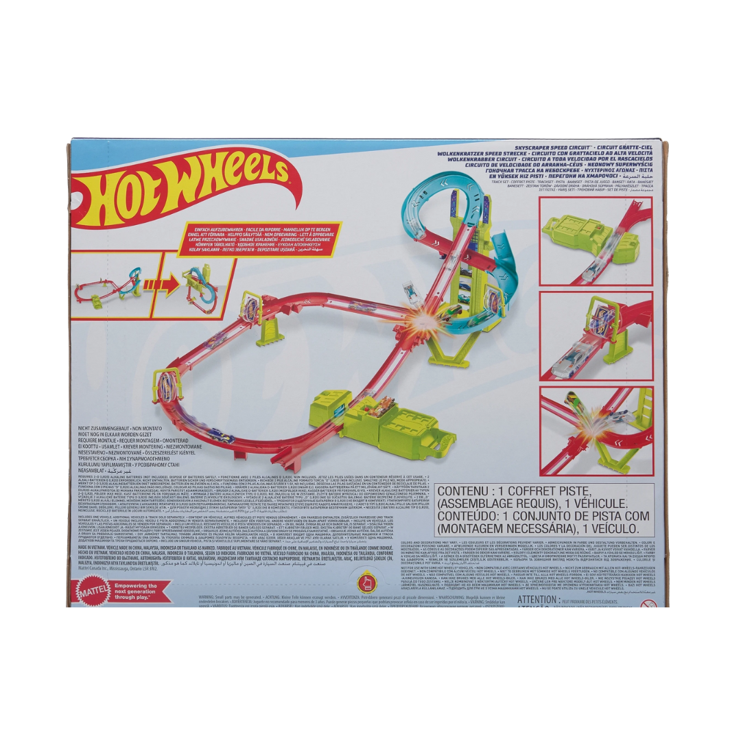 Hot Wheels Neon Speeders Skyscraper Speed Circuit Track Set