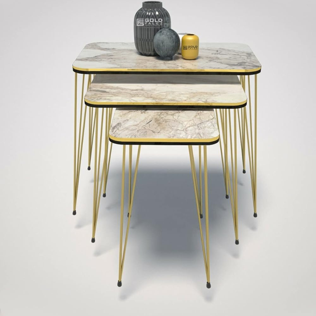 Square White/Black Side Table Set /Coffee