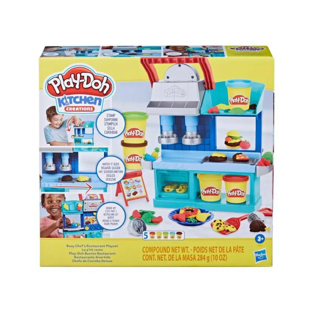 Play-Doh Kitchen Creations Busy Chef's Restaurant Playset, 2-Sided Play Kitchen, Ages 3+