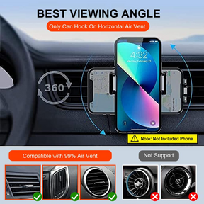 Car Mobile Holder, Universal Air Vent Car Phone Holder with Retractable Claws, 360° Rotation Car Mobile Stand Compatible with 4-7.1" Phones, Scratch-Free Silicone Grip, Easy Installation