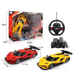 SPORTS CAR WITH STEERING WHEEL AND PEDALS RADIO CONTROL 4 WAYS