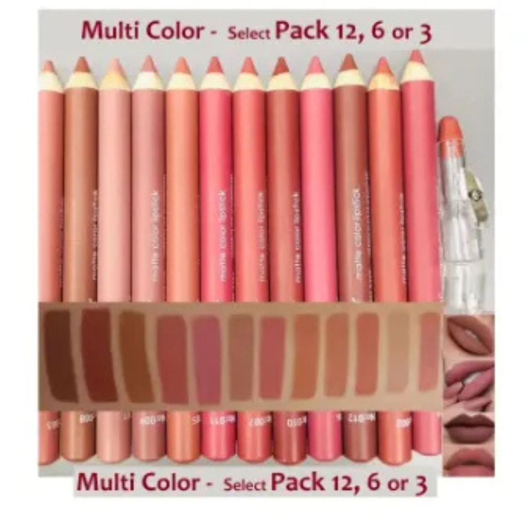 Pack Of 12 Matte Color Lipstick Lipliner Waterproof Pencils