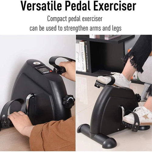 Mini Exercise Bike, himaly Under Desk Bike Pedal Exerciser Portable Foot Cycle Arm & Leg Peddler Machine with LCD Screen Displays