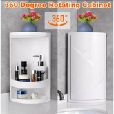 Bathroom corner cabinet plastic rotating cabinet 360 degree washroom two shelves cabinet kitchen toilet cabinet two layer cabinet good quality plastic cabinet