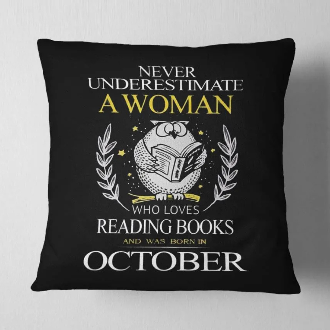 Woman Born In October Cushion – Month Customizable