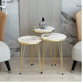 Nesting Round White/Black Side Table / Coffee Table