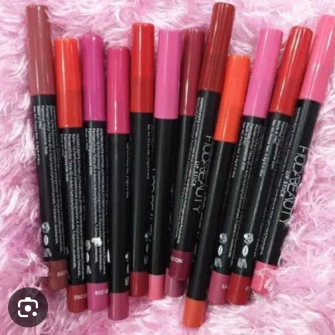 matte pencil lipstic -with 1 pencil shoppner 12 pcs