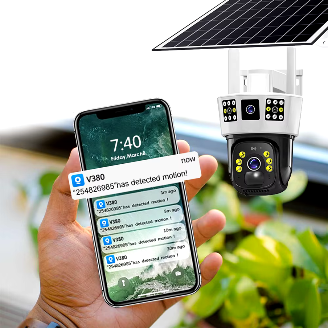 3 Screens Dual Lens V380 Pro 12MP 6K PTZ 4G SIM Card Solar Powered CCTV Security Camera Waterproof Solar PTZ Camera WIFI