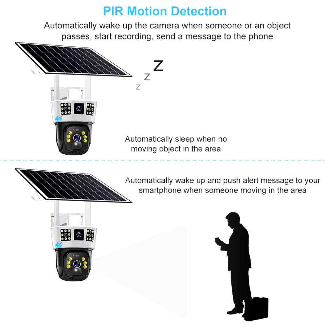 3 Screens Dual Lens V380 Pro 12MP 6K PTZ 4G SIM Card Solar Powered CCTV Security Camera Waterproof Solar PTZ Camera WIFI