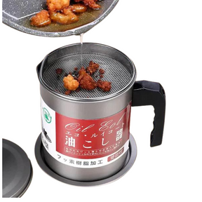 Stainless Steel Oil Filter Pot, Kitchen Oil Separator And Storage Can With Fine Mesh Strainer, Oil Trap with Lid, Strainers Pot Oil Bottle, Filter Oils Separator Lard Tank, Kitchen Cooking Tools Share Tweet