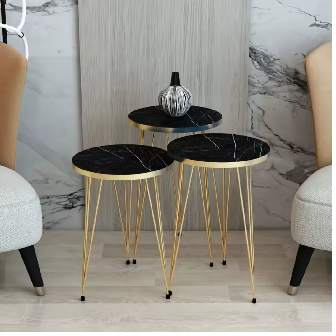 Nesting Round White/Black Side Table / Coffee Table