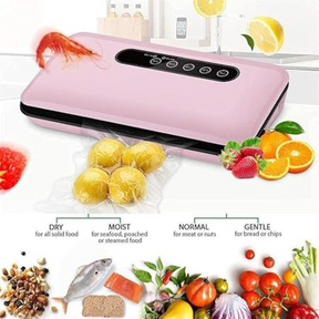 Vacuum Sealer Machine, Food Sealer with Starter Kit, Dry and Moist Food Modes, Compact Design with 10 Vacuum Bags and Built-in Cutter (PINK)