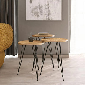 Round Wooden High Table with Metal Legs"side table