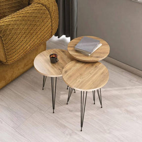 Round Wooden High Table with Metal Legs"side table