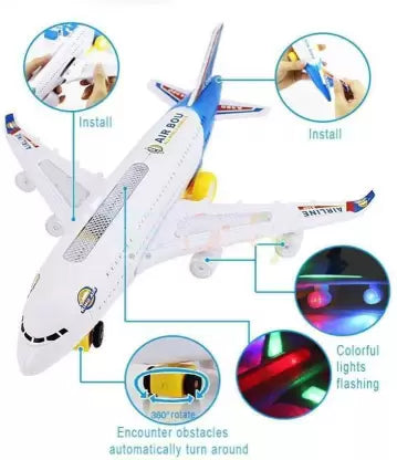 Aeroplane Airbus Battery Operated Toy With Flashing Lights and Music