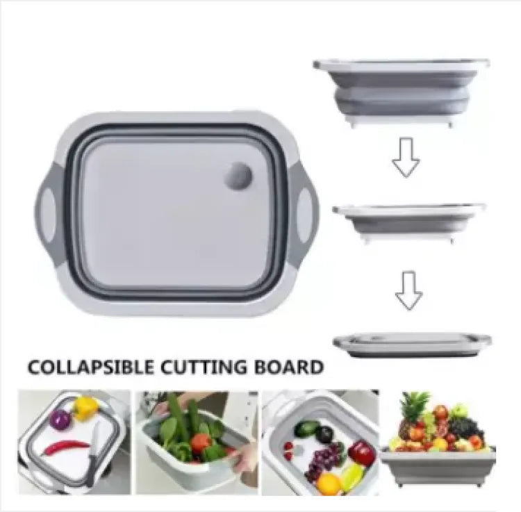 Multifunction Collapsible Cutting Board Dish Tub,Drain Basket Vegetable Basin,3 in 1 Sink Folding Cutting Board