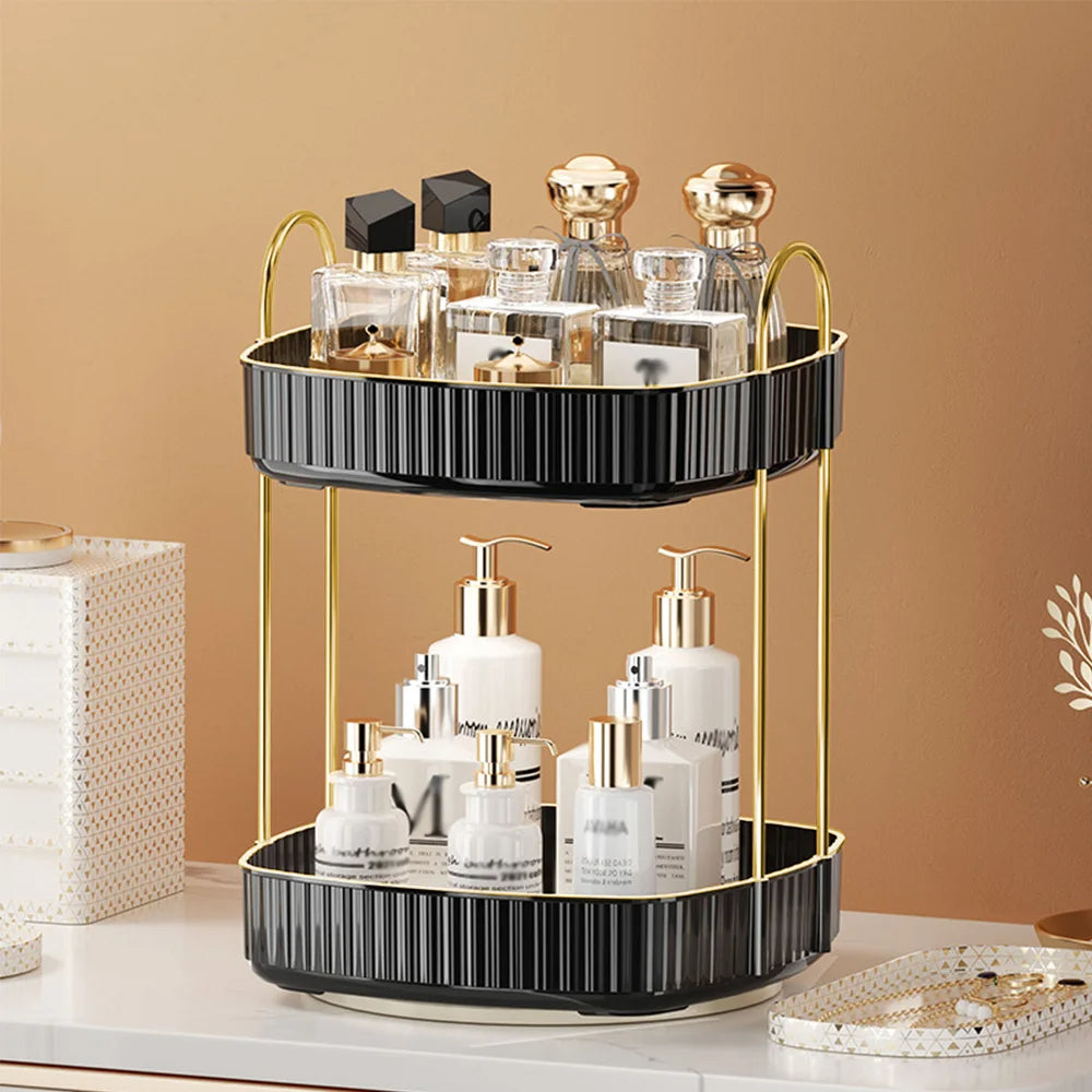 360° Rotating Makeup Organizer – Adjustable & Durable Storage Solution give me meta discription