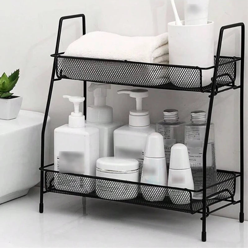 2Tier Detachable Iron Countertop Storage Shelf Organizing Bathroom Kitchen Office Desk Vanity Makeup Balcony Standing Spice Rack