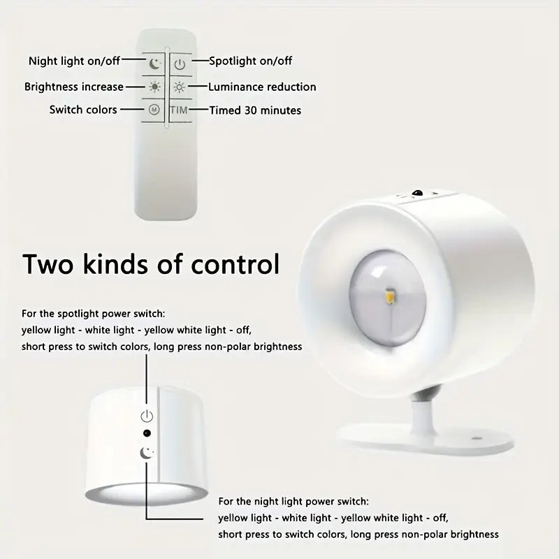 Magnetic LED Night Light Rechargeable Reading Lights Touch Remote Control Wall Sconces Light Cabinet Spotlight Night Wall Lamp