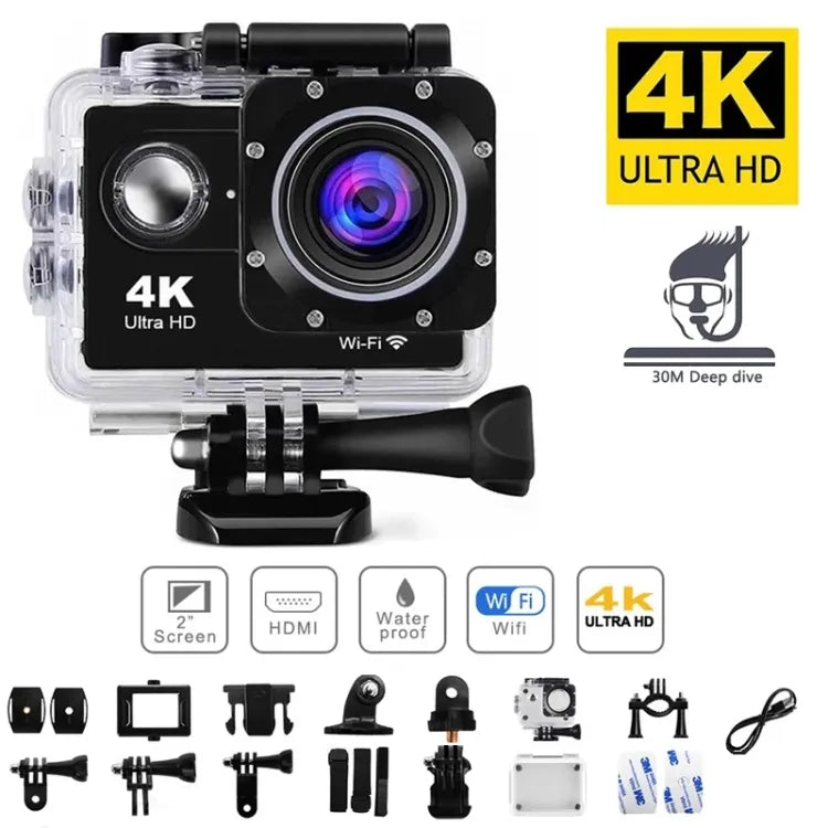 Ultra HD Action Camera 4K/1080P 30fps WiFi 2 inch 170D Underwater Waterproof Helmet Video Recording Sport Cameras Outdoor Camcor