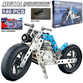 Diy Stem Building Educational Kit Toys 140 Pcs Metal Assembled 3d Model Simulation Motorcycle