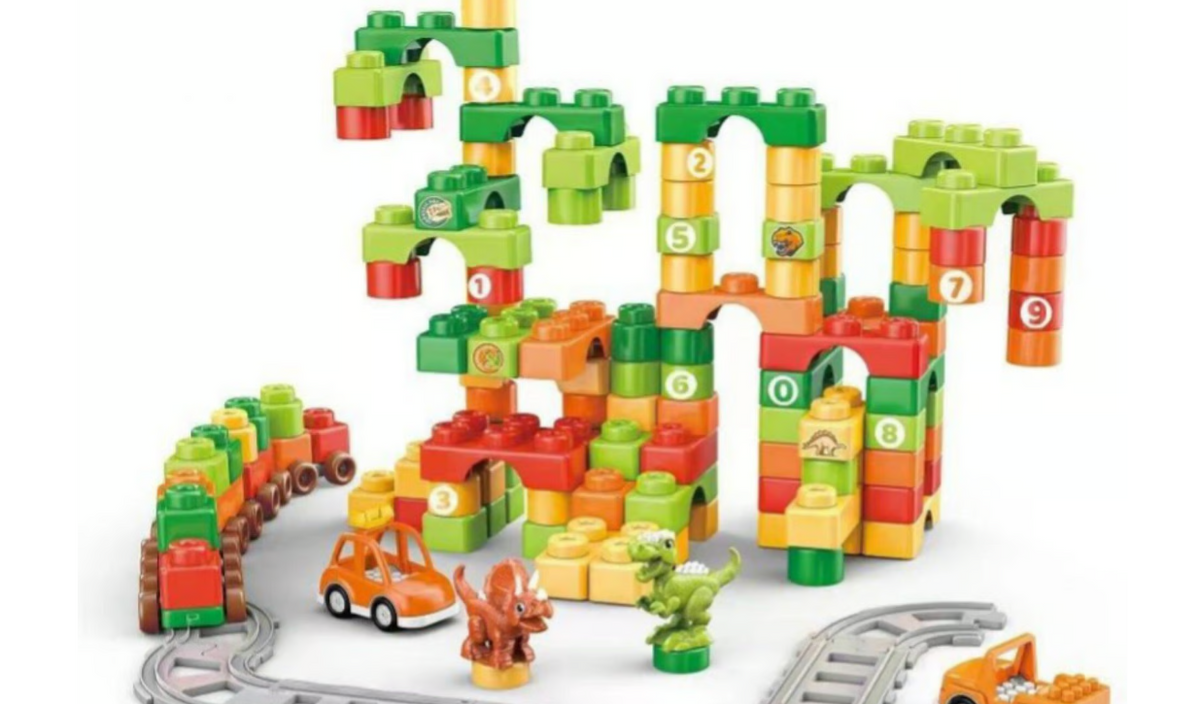 98 Pc Kids Big Lego Dinosaur Building Blocks Set with Cars, Letters and Numbers