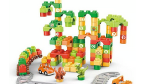 98 Pc Kids Big Lego Dinosaur Building Blocks Set with Cars, Letters and Numbers