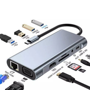 11 IN1 MULTI-PORT TYPE C TO USB C 4K HDMI ADAPTER USB HUB NETFLIX & YOUTUBE SUPPORTED