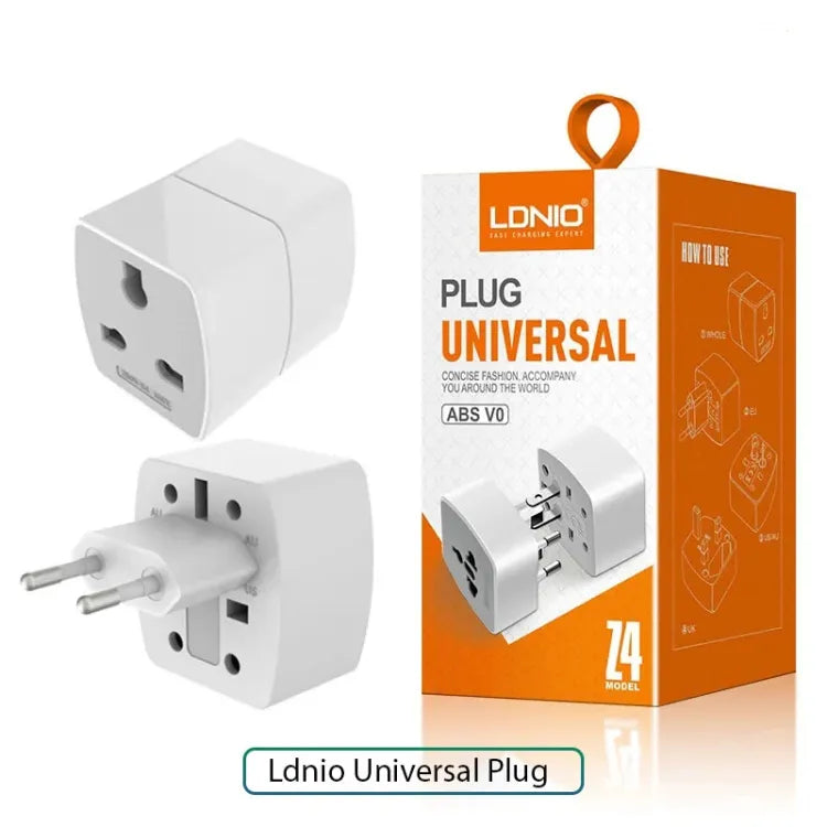 LDNIO Z4 Universal Adapter with UK/EU/US/AU Pin & 2 Universal Socket (6A) / LDNIO Z4 6A Multi-functional Universal Socket Plug Travel Adapter