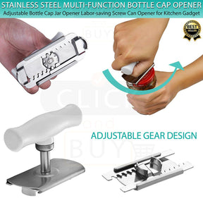 Adjustable Multi-function Bottle Cap Opener Stainless Steel Lids Off Jar Opener Labor-saving Screw Can Opener for Kitchen Gadget