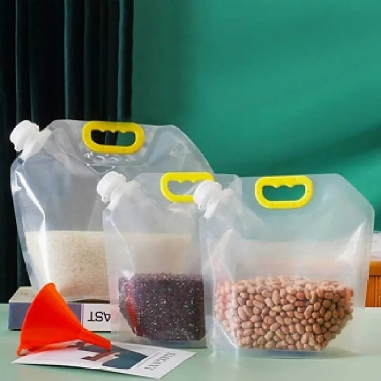2 Pcs Kitchen Storage Sealed Bag Transparent Whole Grains Packaging Bag Grain Food Moisture-Proof Insect-proof Portable Storage Bag (3 Liter)