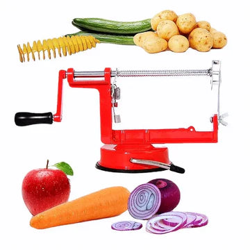 Spiral Potato Cutter, Manually Rotating Potato Tower Machine, Portable Quick Spiral French Slicer Cutter Bar, Vegetable Spiral Cutter Machine, Twist Fries Machine, Metal Peeler Corer Slicer, Creative Hand-shake Fruit Potato Peeler, Home Kitchen Gadget