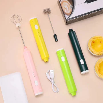 Handheld Frother Egg Beater, USB Rechargeable Coffee Blender, Household Milk Shaker Mixer Foamer Food Blender, Kitchen Cooking Tool