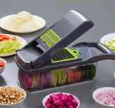 8 In 1 Vegetable Cutter With Container, Mandolin Slicer Vegetable Cutter, Hand Held Food Chopper, Fruit Slicer Grater Shredders Drain Basket Slicers