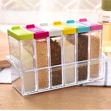 6 Piece/set Spice Jar Seasoning Box Kitchen Spice Storage Bottle Jars Transparent PP Salt Pepper Cumin Powder Box Cooking Tools