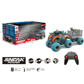 Remote Control Scale 1:16 2.4GHz Big Wheel 6WD Off Road Crash Monster Truck With Dinosaur And Tree