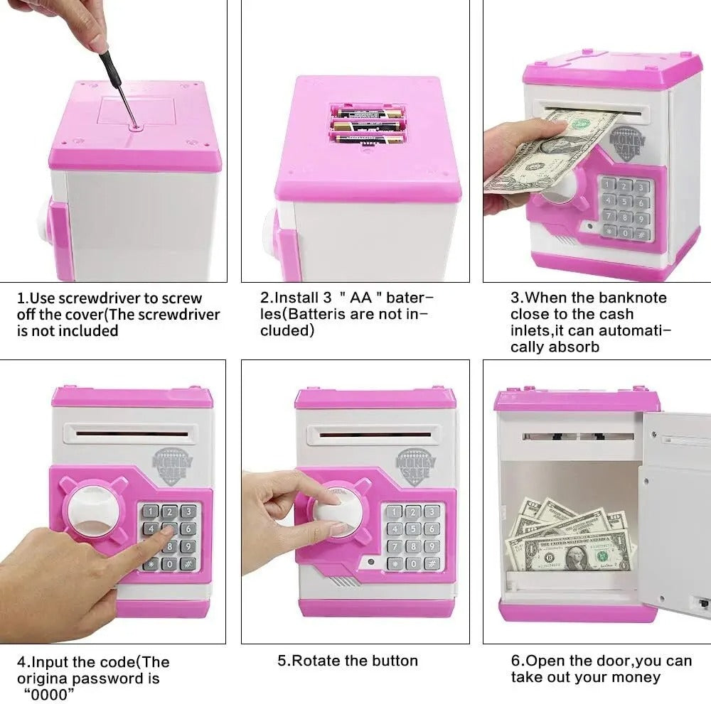 Electronic Bank Safe Box Money Boxes For Children Digital Coins Cash Saving Safe Deposit Mini ATM Machine Toys Kids Gift