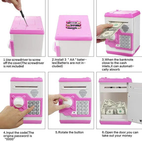 Electronic Bank Safe Box Money Boxes For Children Digital Coins Cash Saving Safe Deposit Mini ATM Machine Toys Kids Gift